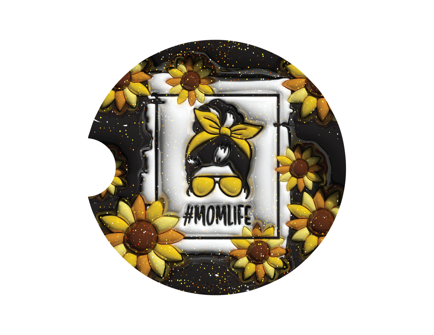 #Mom Life-3D Puff Car Coasters.