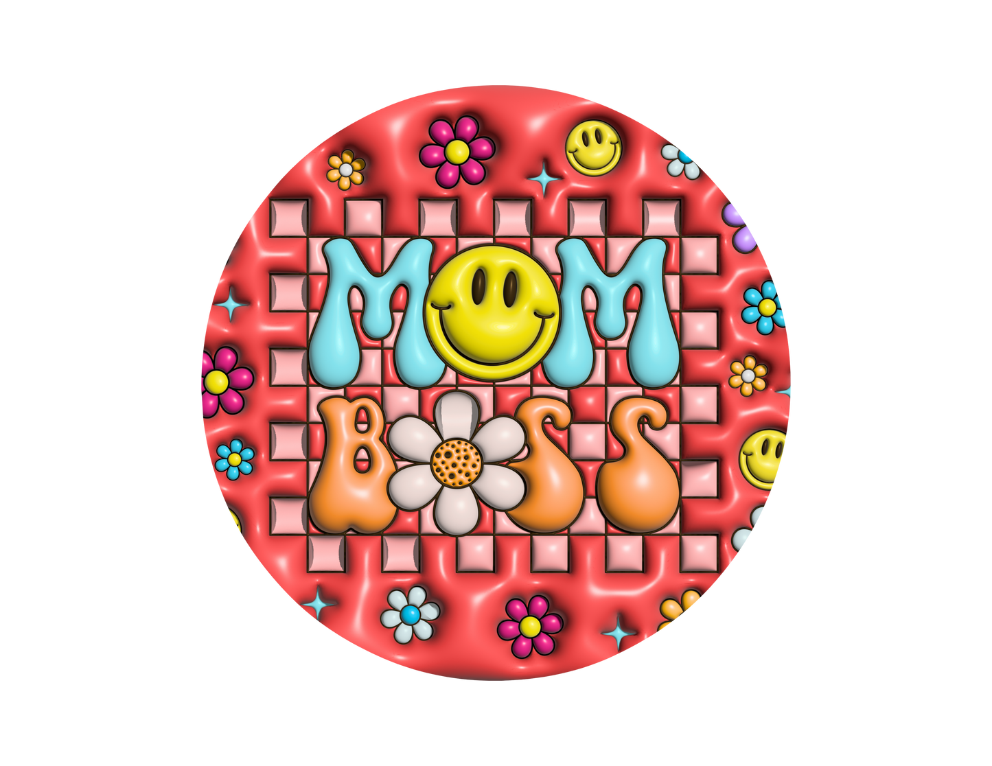 Retro Mom Boss-3D Puff Car Coaster