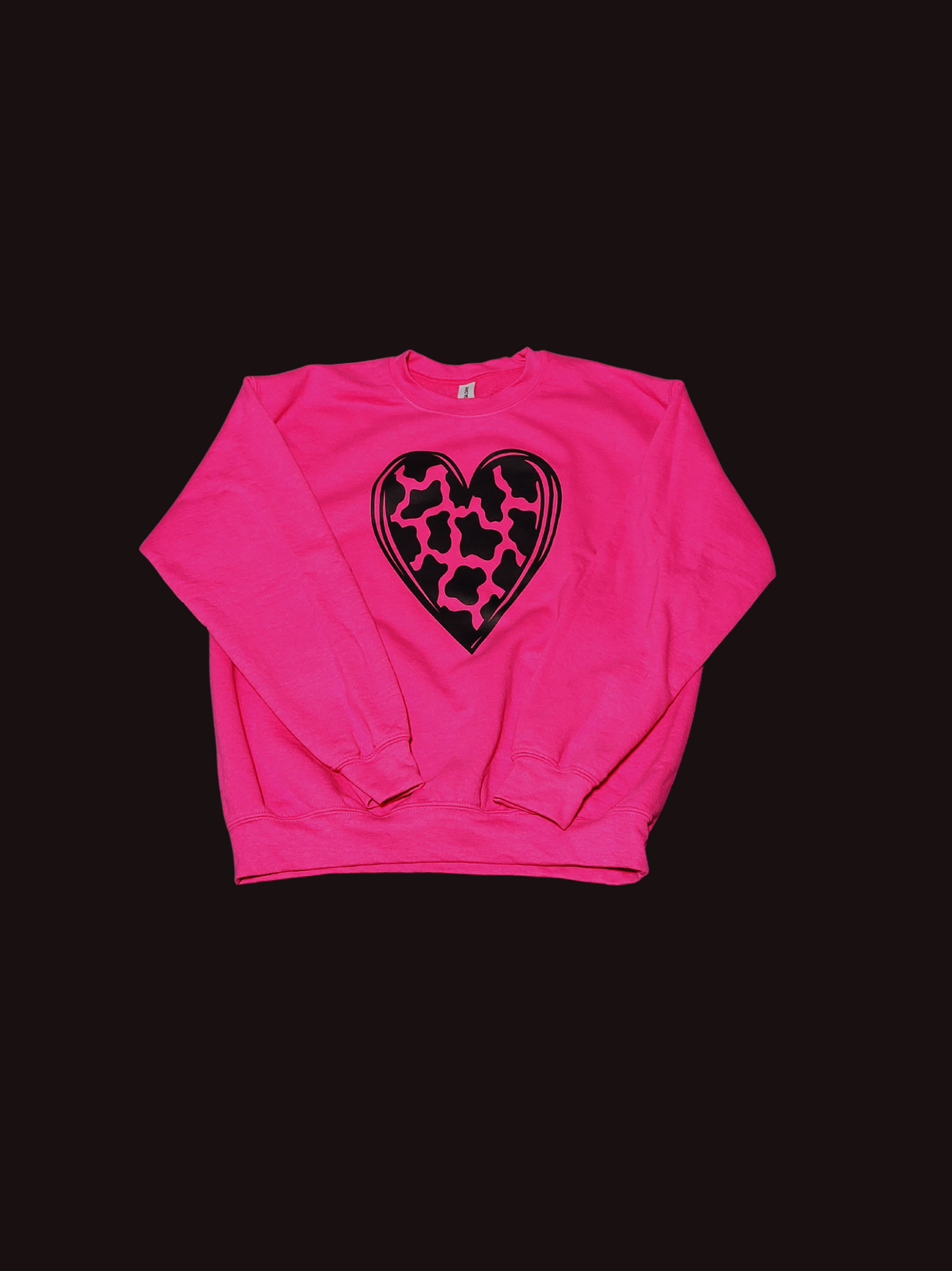 COWHIDE HEART-HOT PINK SWEATSHIRT