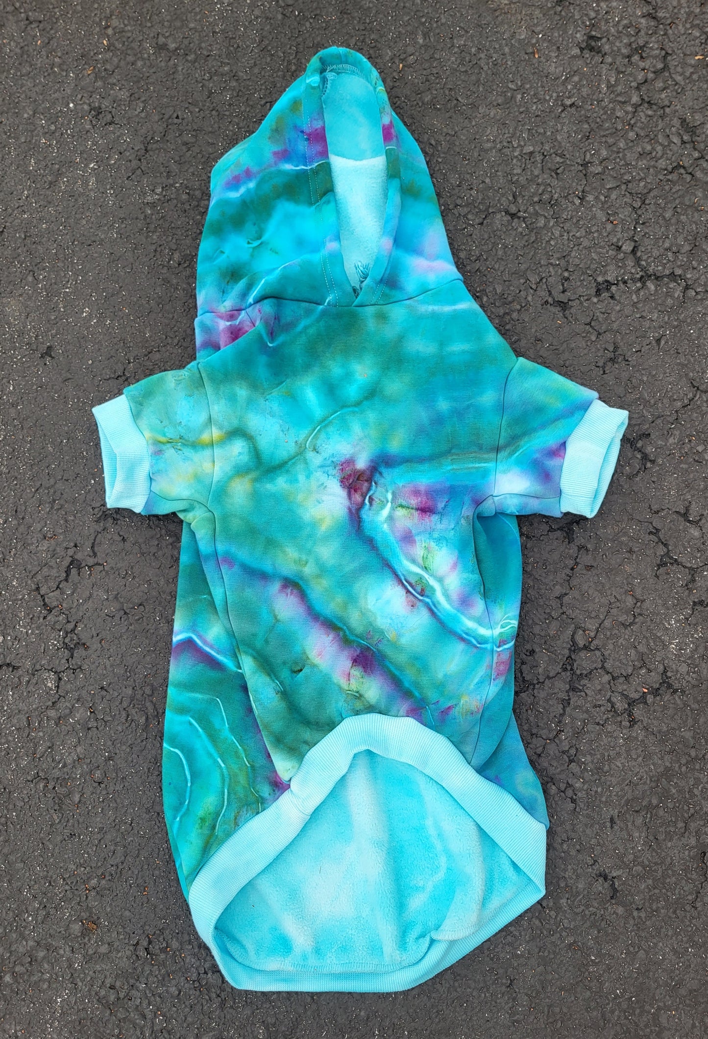 Green, Purple, Blue GeodeTye Dye Dog Hoodie - Size 5X- Ready to Ship
