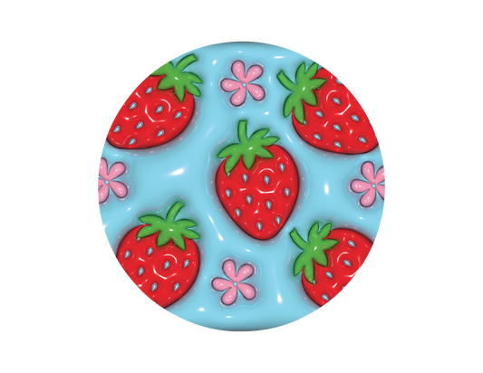 Strawberries-3D Puff Car Coaster