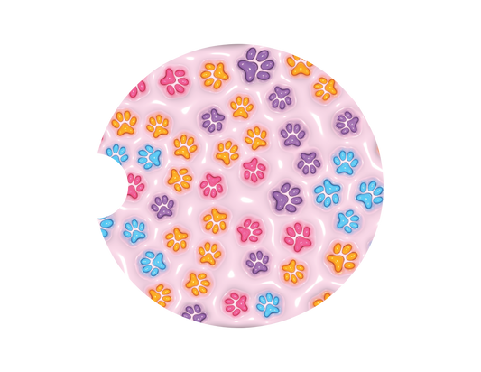 Colorful Pawprint- 3D Puff Car Coaster