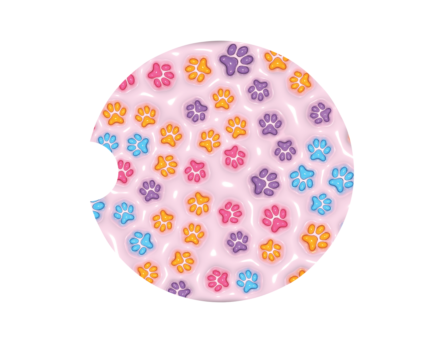 Colorful Pawprint- 3D Puff Car Coaster