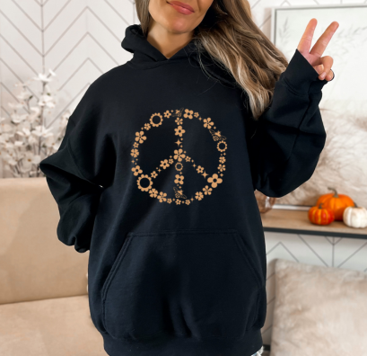 Flower & Bee Peace Sign-**Design**