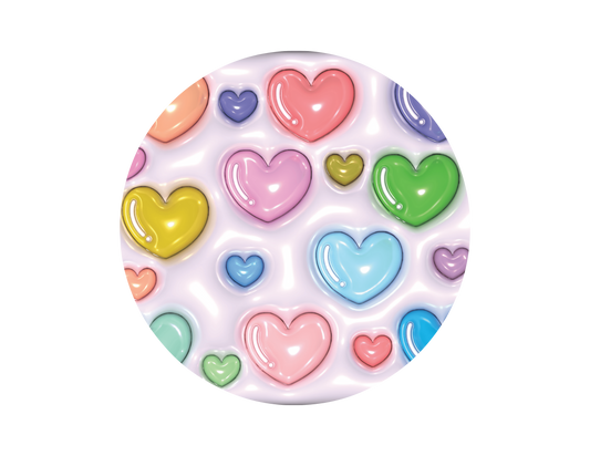 Pastel Hearts- 3D Puff Car Coaster