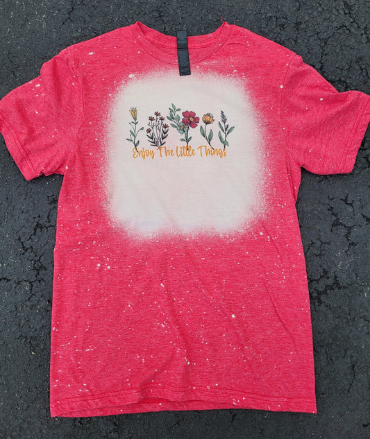 Enjoy The Little Things Bleached T-Shirts- Ready to Ship- Size Adult Small