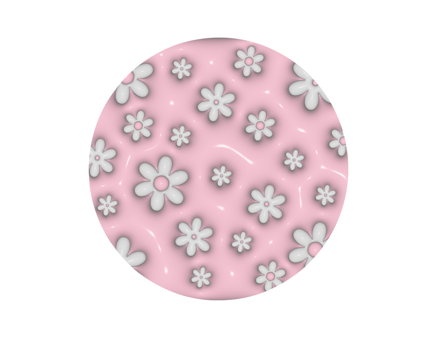 Pink White Daisy- 3D Puff Car Coasters