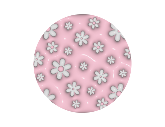 Pink White Daisy- 3D Puff Car Coasters