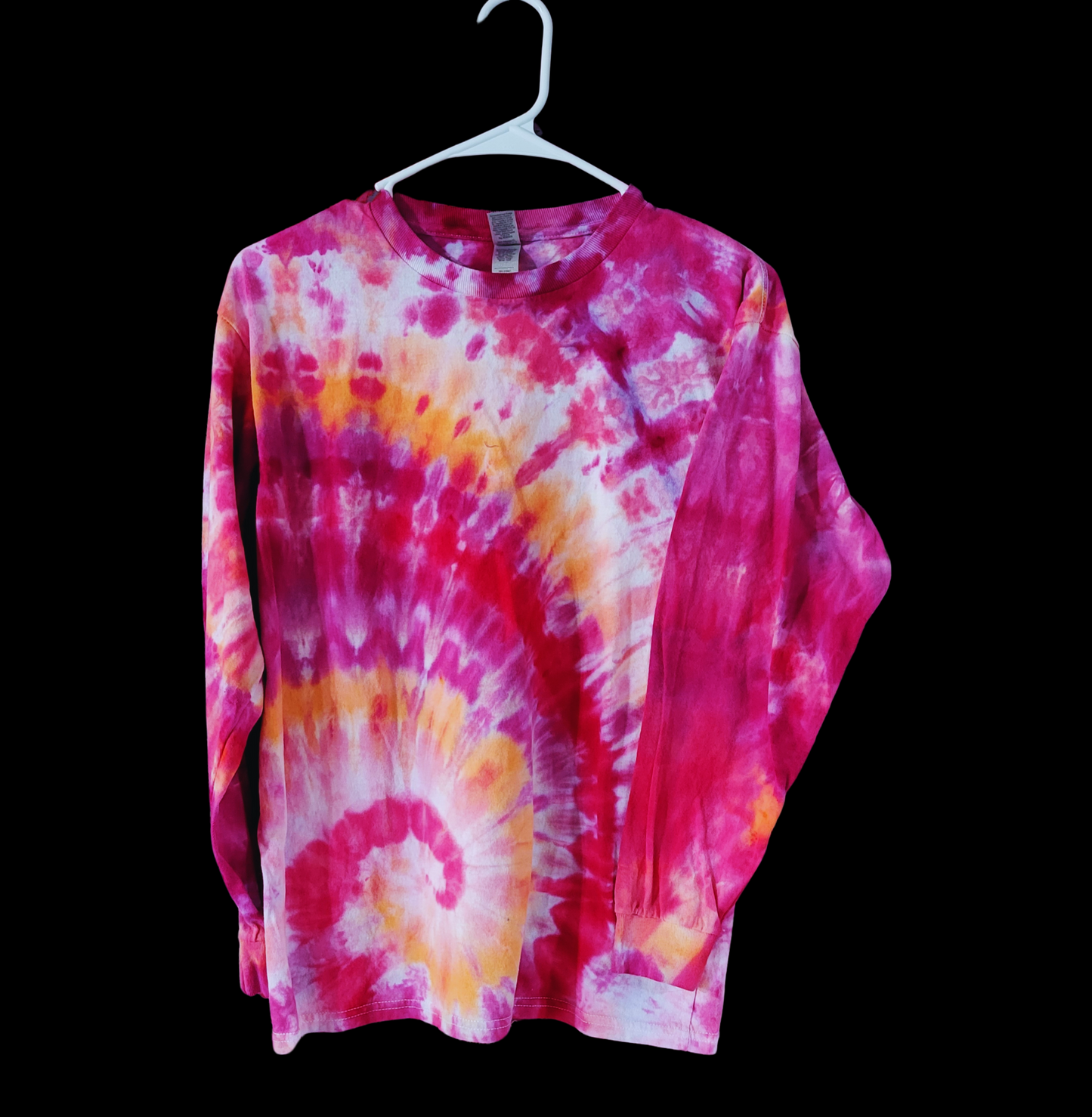 Orange & Pink Spiral Long Sleeve- Ready to Ship- Size Youth XL- Marked Down