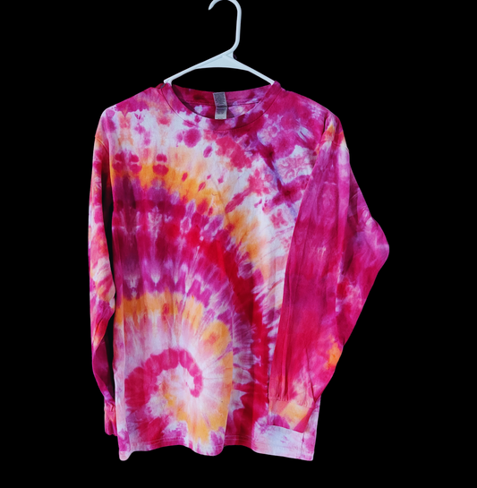 Orange & Pink Spiral Long Sleeve- Ready to Ship- Size Youth XL