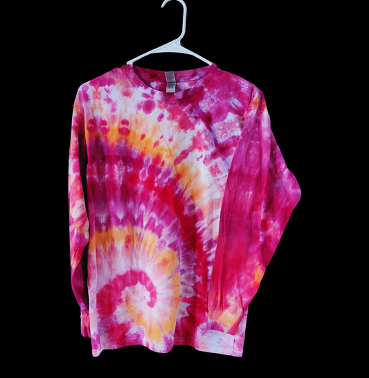 Orange & Pink Spiral Long Sleeve- Ready to Ship- Size Youth XL- Marked Down