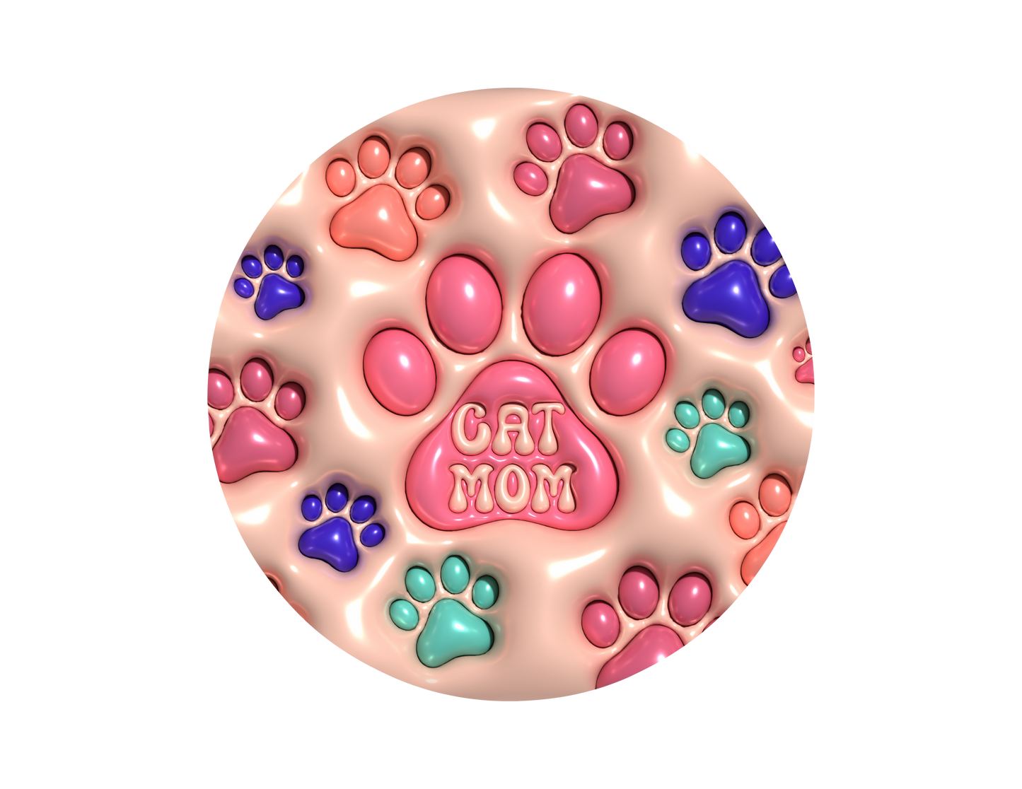 Cat Mom- 3D Puff Car Coaster