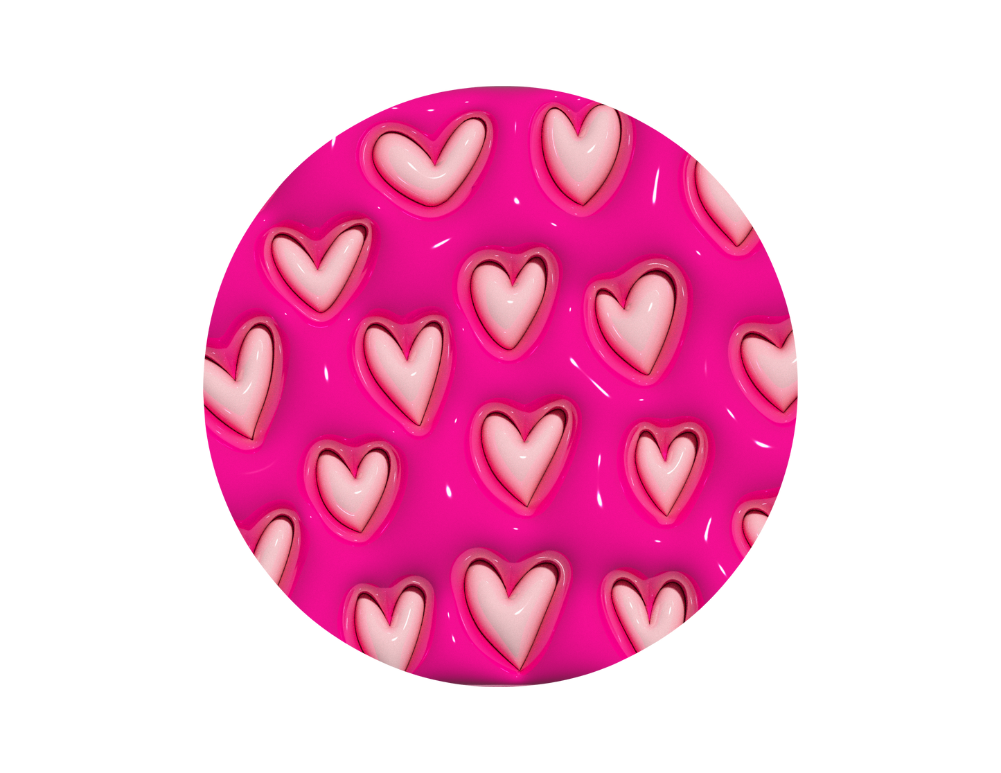 Pink Hearts-3D Puff Car Coaster