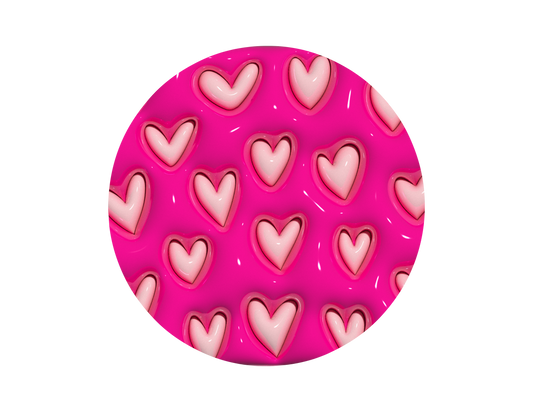 Pink Hearts-3D Puff Car Coaster