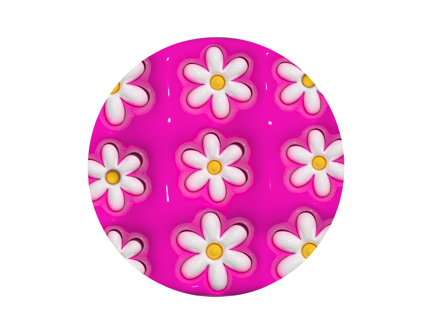 Pink White Daisy- 3D Puff Car Coasters