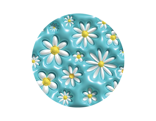 Blue & White or Pink & White Flowers-3D Puff Car Coasters