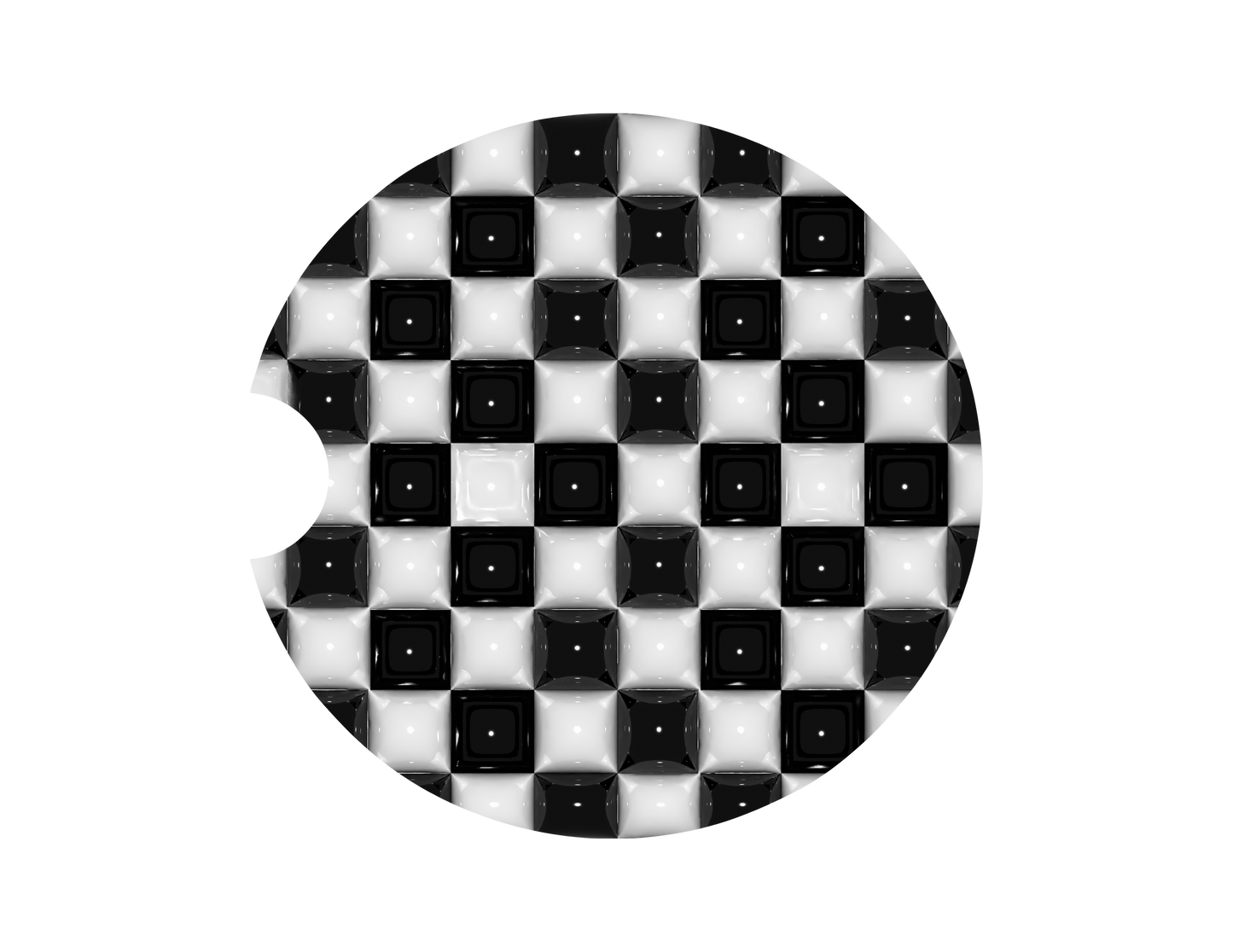 Black & White Checkers- 3D Puff Car Coaster