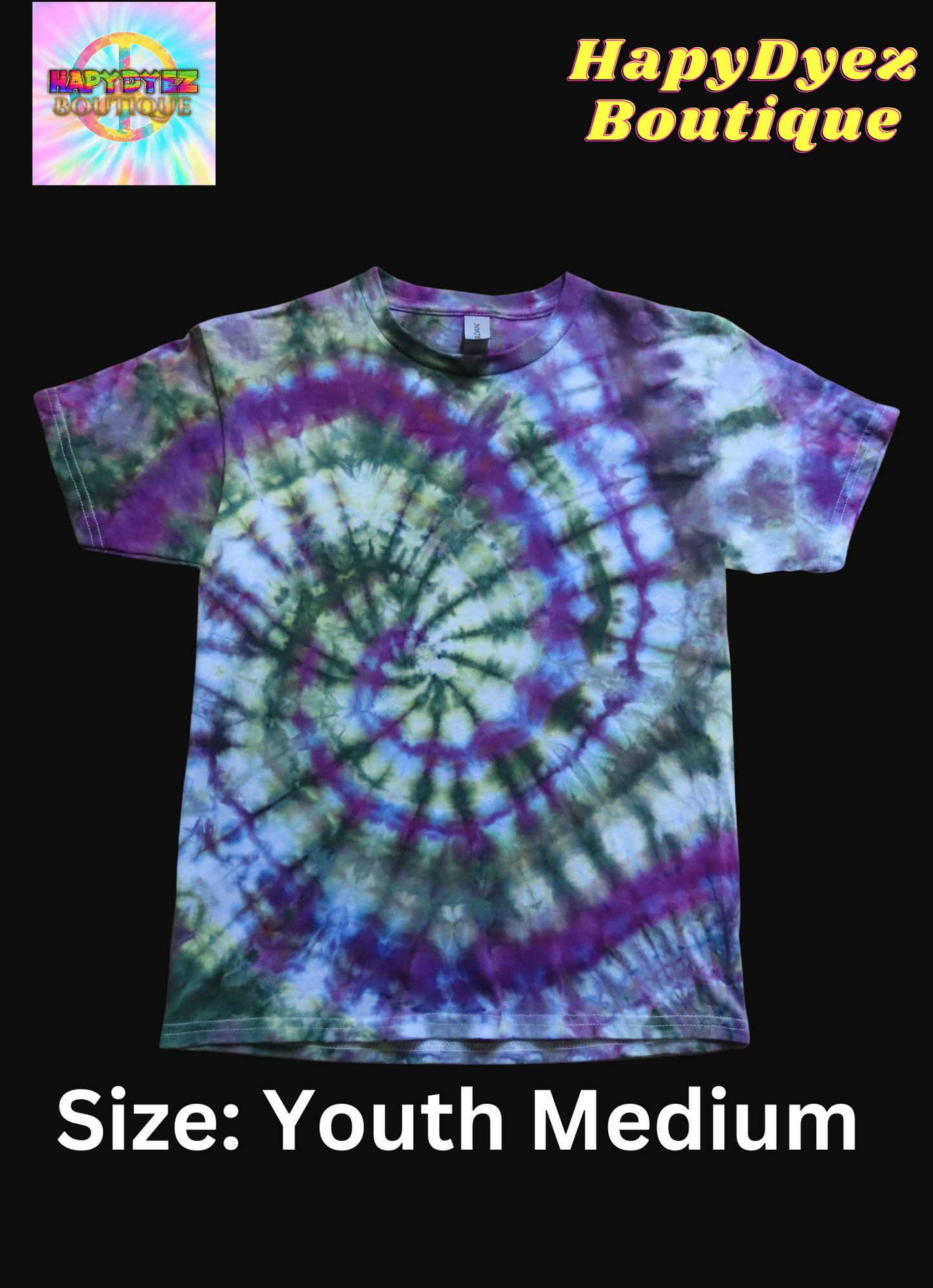 Forest Green, Deep Purple, & Lilac Tye Dye- Ready to Ship- Size Youth Medium