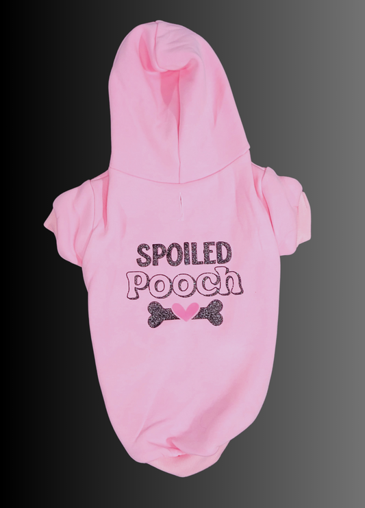 Spoiled Pooch Light Pink Dog Hoodie- Size Large- Ready to Ship