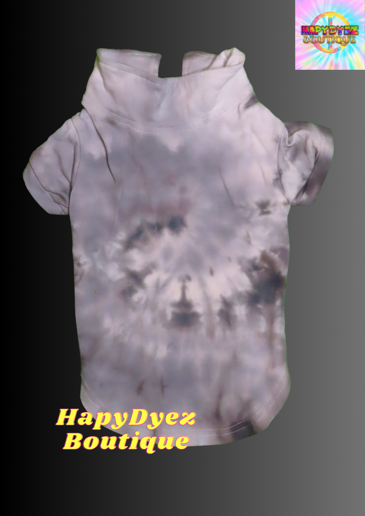 Grayscale Dog Polo Tye Dye T-Shirt- Size Large- Ready to Ship