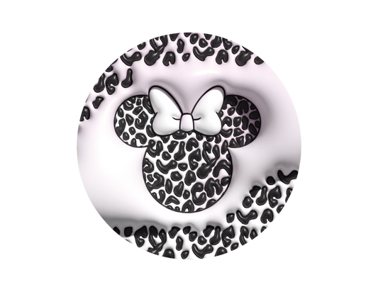 Black & White Cheetah Minnie- 3D Puff Car Coaster