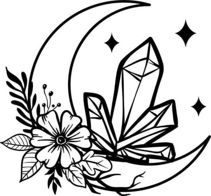 Half Moon, Crystal and Flower