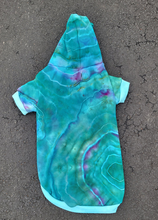 Green, Purple, Blue GeodeTye Dye Dog Hoodie - Size 5X- Ready to Ship