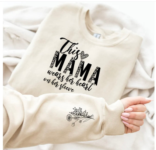 THIS MAMA WEARS HER HEART ON HER SLEEVE FLORAL CHEETAH- **Design**