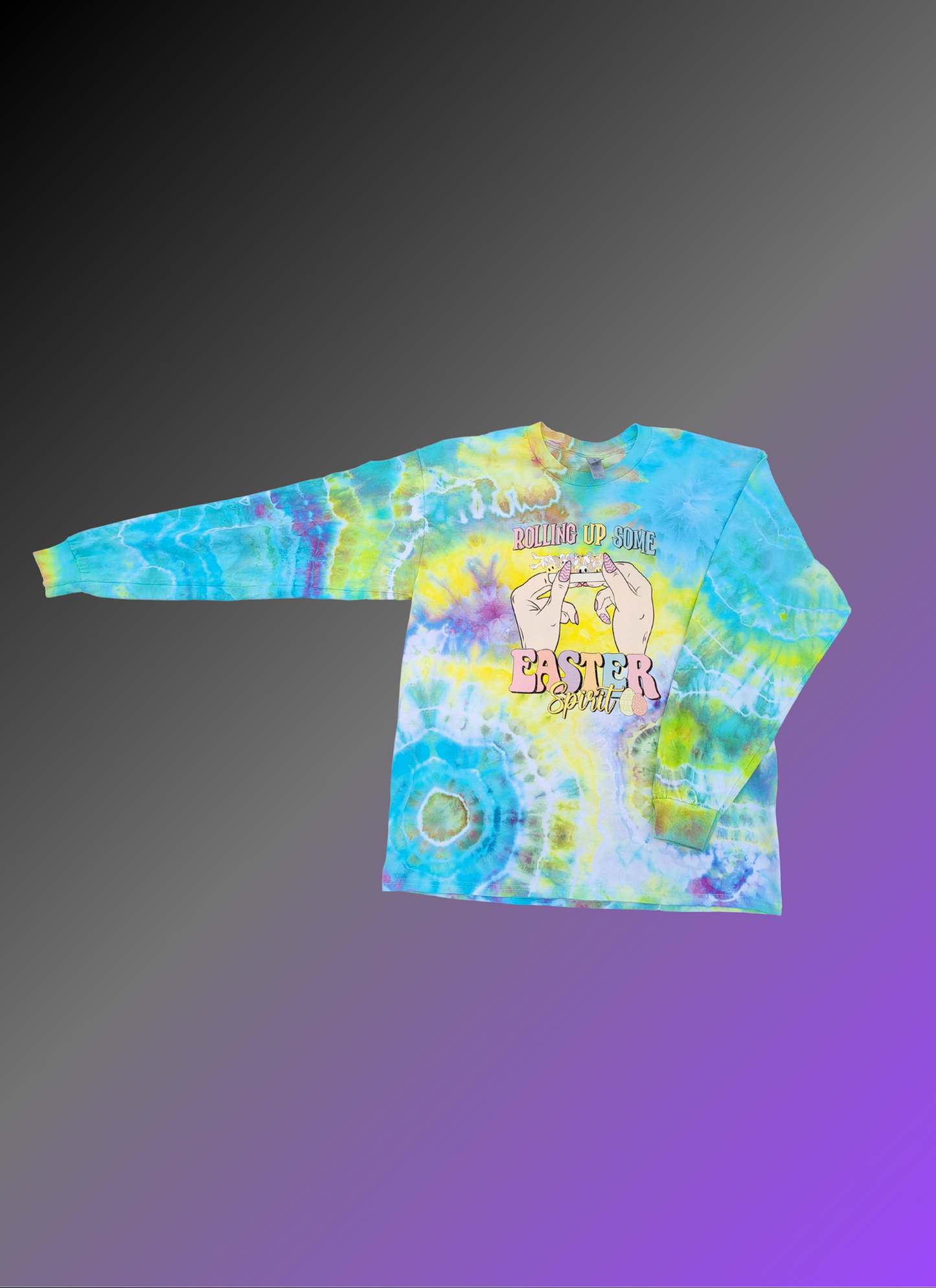 Rolling Up Easter Spirit Long Sleeve Tye Dye - Size Large-Ready to Ship